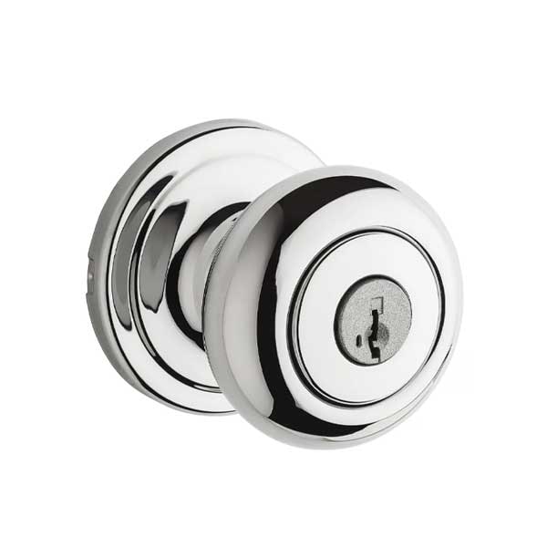 Kwikset: Hancock Entry Door Knob with Round Rose / Polished Chrom / with SmartKey Technology